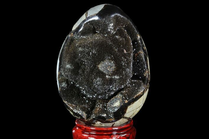 Septarian Dragon Egg Geode - Black Crystals #88308
